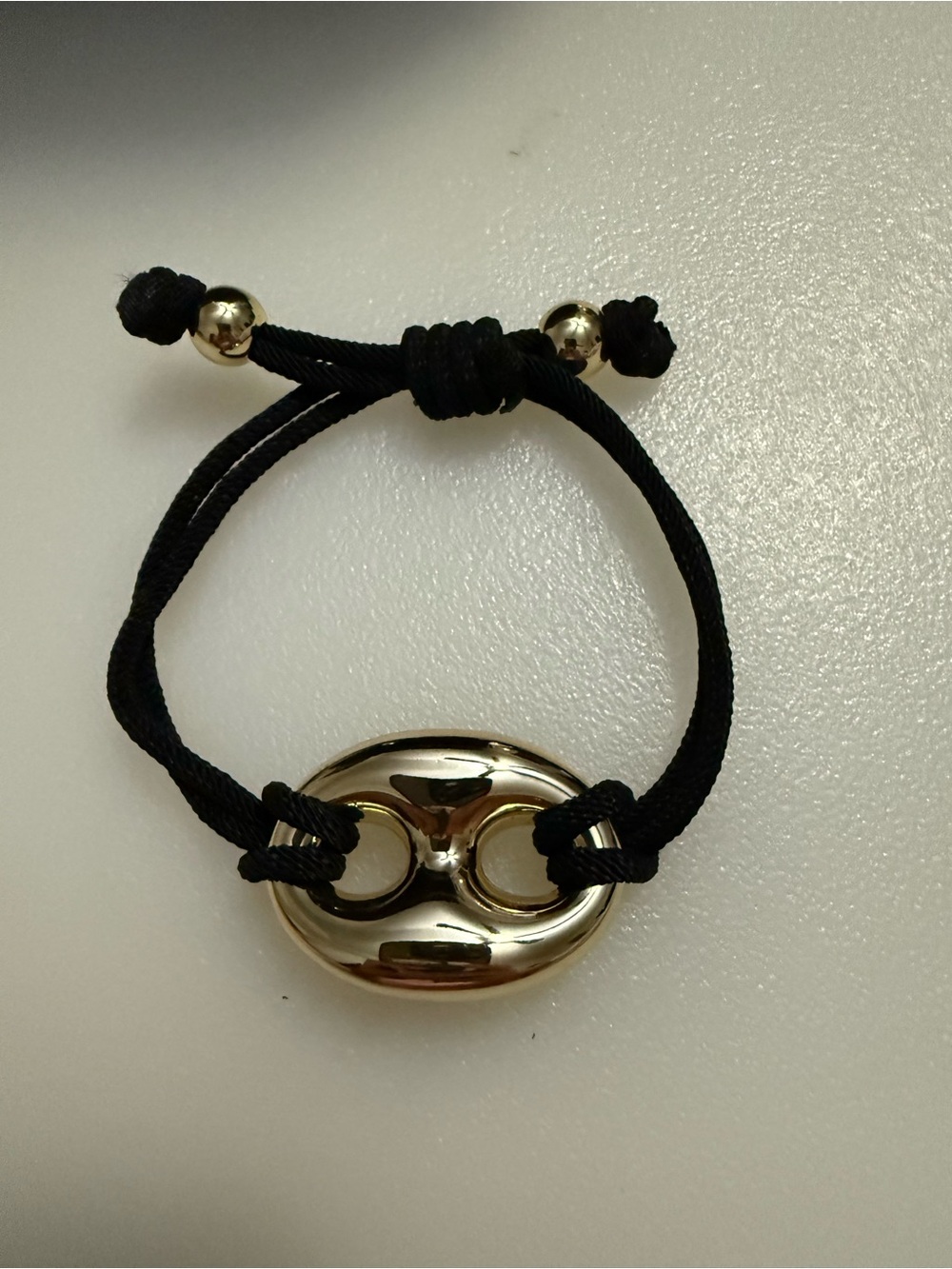 Adina Eden Black Cord Bracelet with Shiny Gold Accent